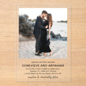 Clean Black and White Photo Modern Wedding Acryl Uitnodigingen (Voorkant)
