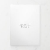 Clean Black and White QR Code Modern Wedding Drieluik Uitnodiging (Cover)
