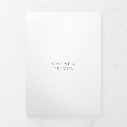 Clean Black and White QR Code Modern Wedding Drieluik Uitnodiging (Cover)