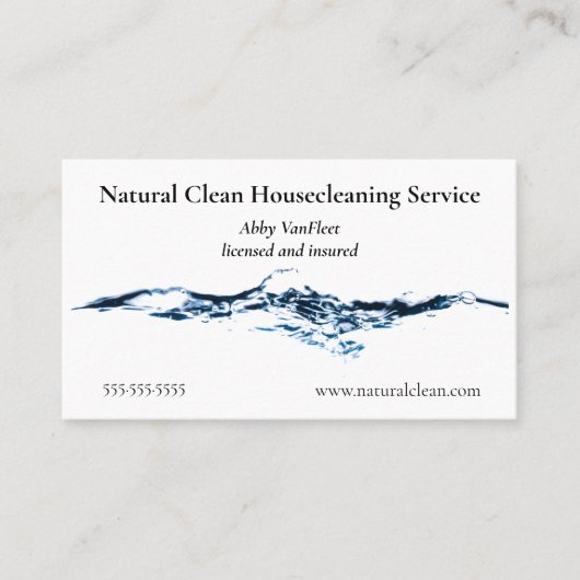 Clean Blue Water Splash Visitekaartje (Voorkant)