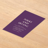 Clean Bold Fonts Paarse bruiloft Acryl Uitnodigingen (Laagn)