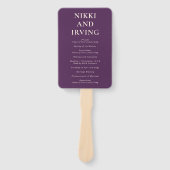 Clean Bold Fonts Paarse moderne bruiloft programma Handwaaier (Voorkant)