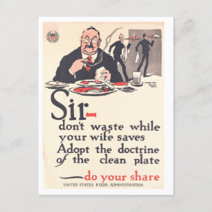 "Clean Bord" Poster voor mannen tijdens WOI Briefk Briefkaart
