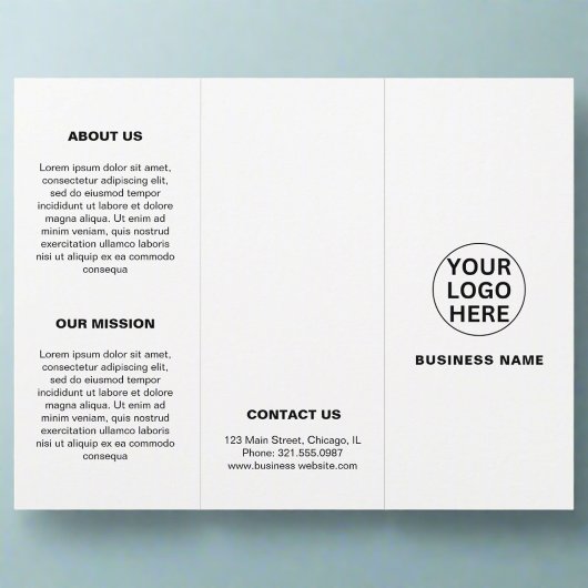 Clean Business Logo Zwart-wit Trifold Brochure