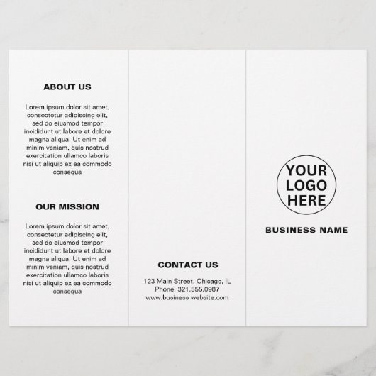 Clean Business Logo Zwart-wit Trifold Brochure (Voorkant)