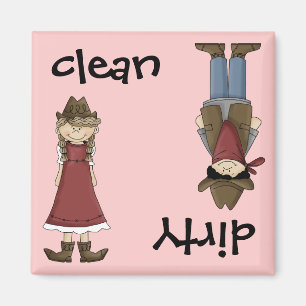 Clean Cowgirl of Dirty Cowboy Dishwasher Magnet Magneet
