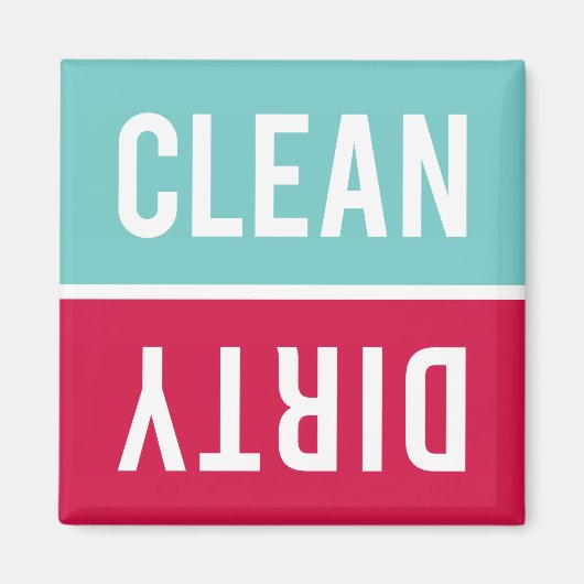 Clean Dirty Aqua Blue en Cherry Red Dishwasmachine Magneet (Voorkant)