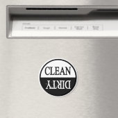 Clean dirty-Black round dishwasher magnet (In Situ (Lave-vaisselle))