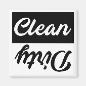 Clean Dirty Black White-wasmachine Magneet (Voorkant)