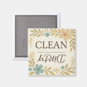 Clean Dirty Boho Floral vaatwasser magneet (Voorkant / Achterkant)
