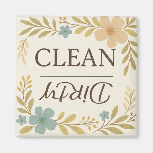 Clean Dirty Boho Floral vaatwasser magneet (Voorkant)