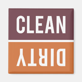 Clean Dirty Burnt Oranje en Burgundy Dishwasmachin Magneet