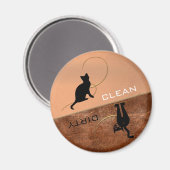 Clean Dirty Cute Kat Dishwasmachine Magnet Magneet (Voorkant / Achterkant)