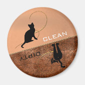Clean Dirty Cute Kat Dishwasmachine Magnet Magneet (Voorkant)