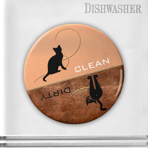 Clean Dirty Cute Kat Dishwasmachine Magnet Magneet