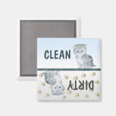 Clean Dirty Cute Kitten Pawprints Dishwasmachine Magneet (Voorkant / Achterkant)