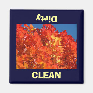 CLEAN Dirty Dish Washer magnets Orange Autumn