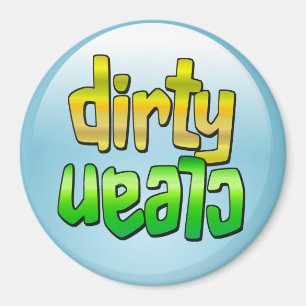 Clean Dirty Dishwaser Magnet Green Yellow Round Magneet