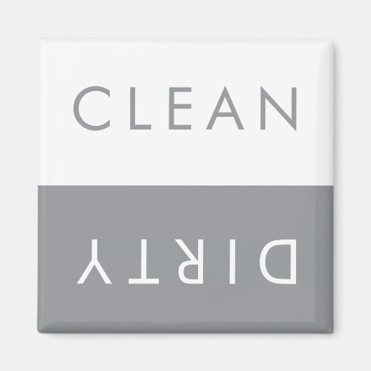 Clean Dirty Dishwasher Magnet in Grey and White Magneet (Voorkant)