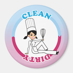 Clean Dirty Dishwasher Magnet met illustratie Magneet