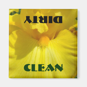 Clean Dirty Dishwasher magnet Yellow Iris Flowers Magneet