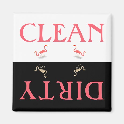 Clean Dirty Flamingo Dishwasmachine Magneet (Voorkant)