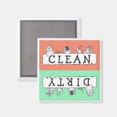 Clean Dirty Forest Critters Dishwaser Magnet Magneet (Voorkant / Achterkant)