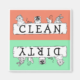 Clean Dirty Forest Critters Dishwaser Magnet Magneet