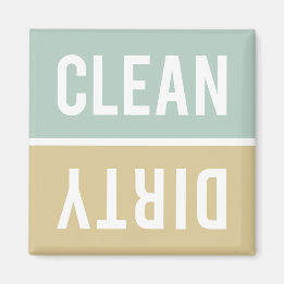 Clean Dirty Jade Green en Tan Dishwasmachine Magneet