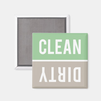 Clean Dirty Mint Green en Beige Dishwasmachine Magneet