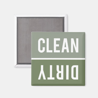 Clean Dirty Sage Olive Green Dishwasmachine Magneet