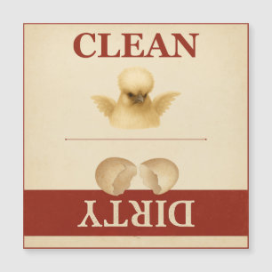 Clean Dirty Silkie Kip Vaatwasser Magneet Kaart