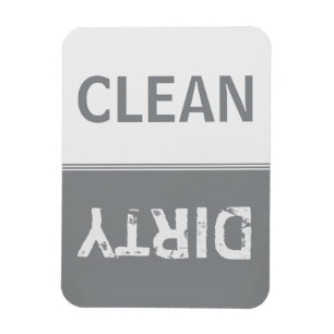 Clean Dirty Sleek Silver Dishwasmachine Magneet