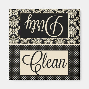 Clean Dirty Stippen en Damask Dishwasher Magnet Magneet