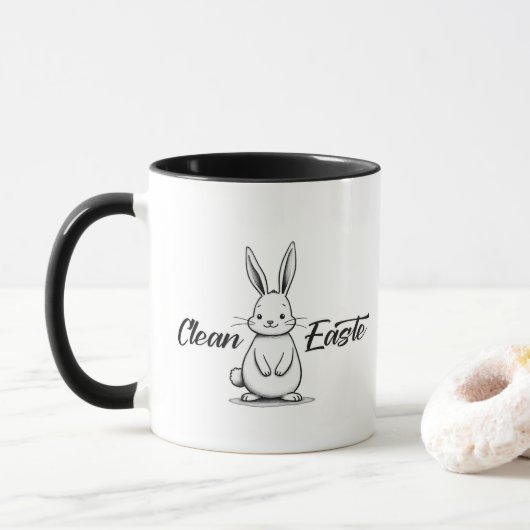 Clean Easter – Minimal Bunny Design - caneca Mok (Met donut)