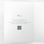 Clean Emerald Green QR Code Elegante bruiloft Drieluik Uitnodiging (Binnenzijde eerst)