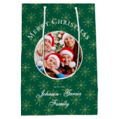 Clean Forest Green Snowflakes Christmas Medium Cadeauzakje (Achterkant)