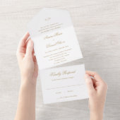 Clean Gold Classic Wedding All In One Uitnodiging (Afscheurbaar)