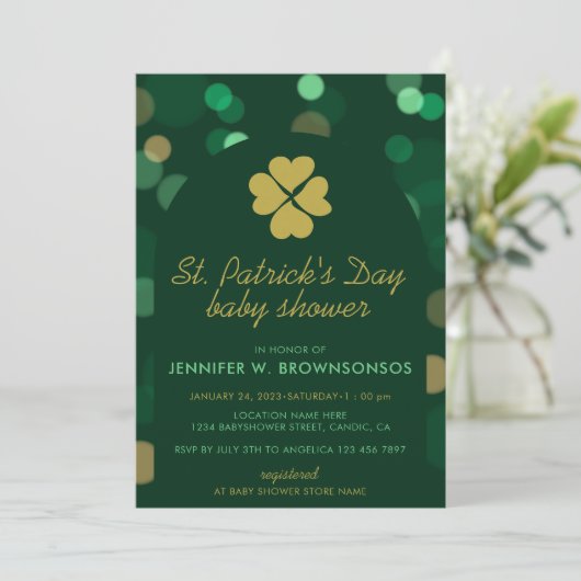 Clean Green Simple Bokeh St Patricks Day Kaart (Staand voorkant)