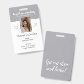 Clean Grey Homeschool Educator ID Badge (Avant & arrière)