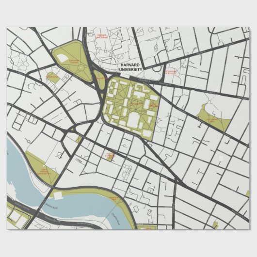 CLEAN HARVARD UNIVERSITY MASSACHUSETTS OUTLINE MAP CADEAUPAPIER (Vlak)