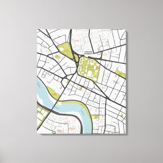 CLEAN HARVARD UNIVERSITY MASSACHUSETTS OUTLINE MAP CANVAS AFDRUK (Voorkant)
