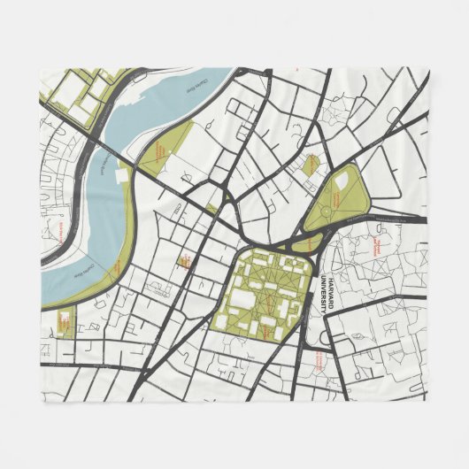 CLEAN HARVARD UNIVERSITY MASSACHUSETTS OUTLINE MAP FLEECE DEKEN (Voorkant (Horizontaal))