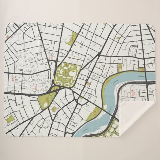 CLEAN HARVARD UNIVERSITY MASSACHUSETTS OUTLINE MAP SHERPA DEKEN (Voorkant (horizontaal))