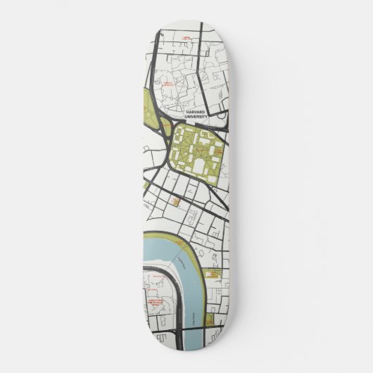 CLEAN HARVARD UNIVERSITY MASSACHUSETTS OUTLINE MAP SKATEBOARD (Voorkant)