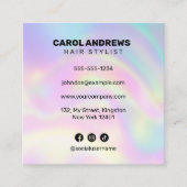 Clean Holographic Hair Stylist Afspraak QR-code Vierkante Visitekaartje (Voorkant)