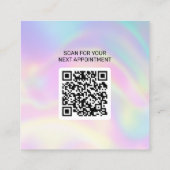 Clean Holographic Hair Stylist Afspraak QR-code Vierkante Visitekaartje (Achterkant)