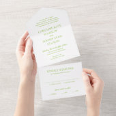 Clean Lime Green Elegant Wedding All In One Uitnodiging (Afscheurbaar)