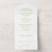 Clean Lime Green Elegant Wedding All In One Uitnodiging (Binnen)