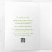 Clean Lime Green QR Code Elegante bruiloft Drieluik Uitnodiging (Binnenzijde eerst)